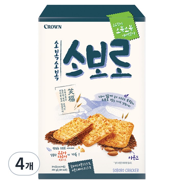 크라운 소복소복 소보로 과자, 240g, 4개