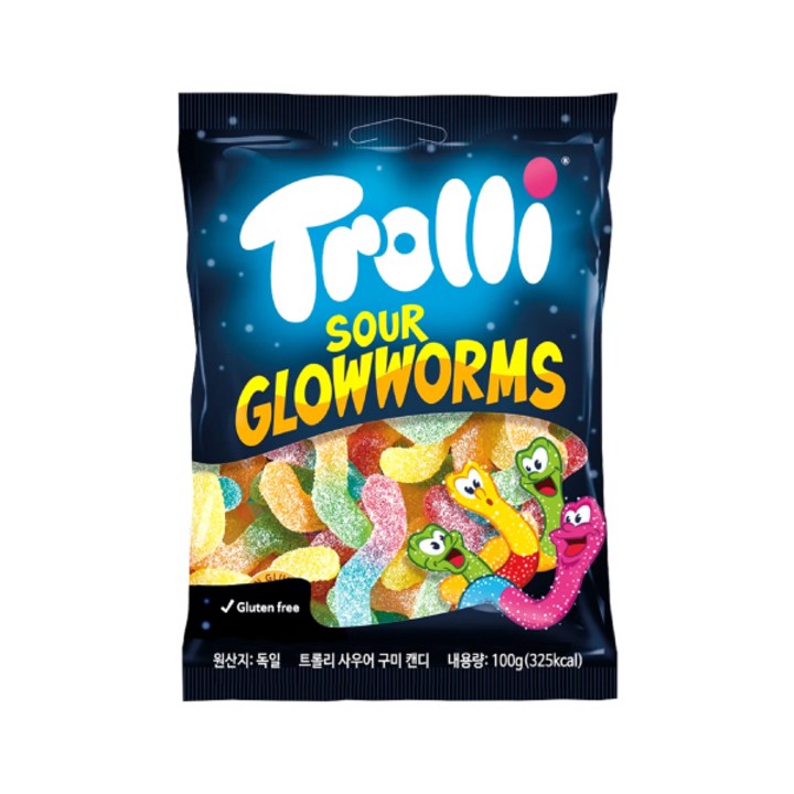트롤리 사우어 글로우 웜즈 젤리, 100g, 1개