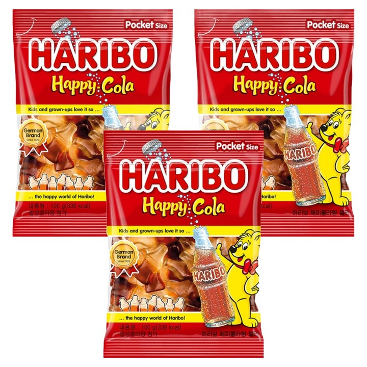 하리보 해피콜라향 젤리, 100g, 3개