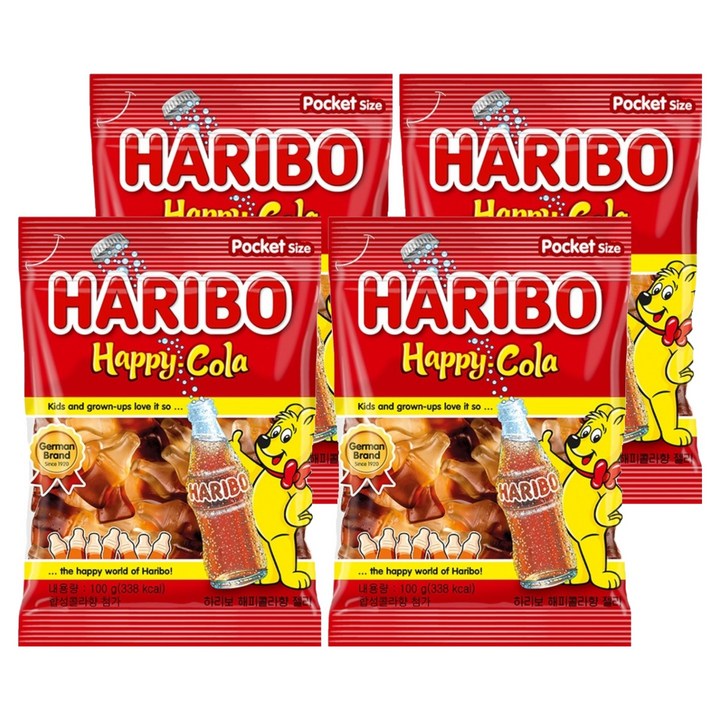 하리보 해피콜라향 젤리, 100g, 4개