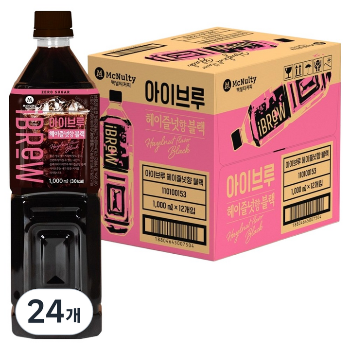 맥널티커피 아이브루 헤이즐넛향 블랙커피, 24개, 1L