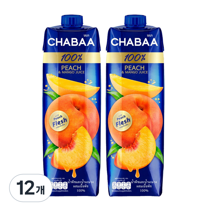 차바 복숭아 망고주스, 1L, 12개