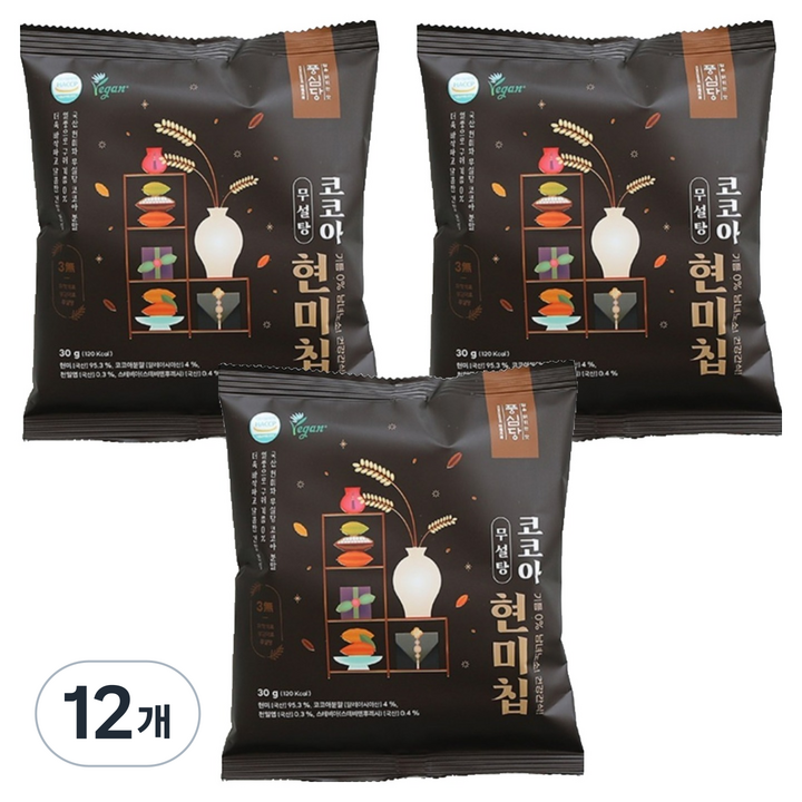 풍심당 열풍 구운 코코아 현미칩, 30g, 12개