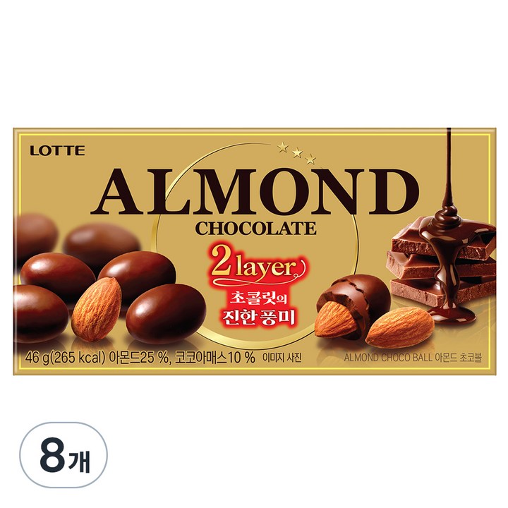 롯데웰푸드 아몬드 초코볼, 46g, 8개