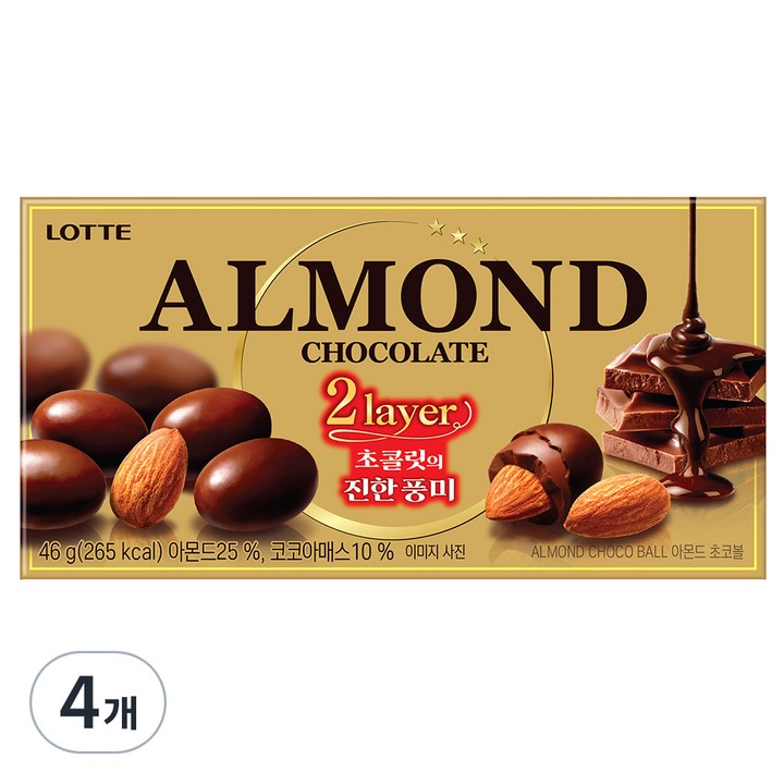 롯데웰푸드 아몬드 초코볼, 46g, 4개