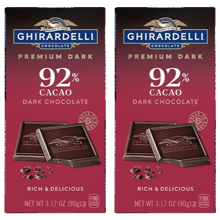기라델리 프리미엄 다크 카카오 92%, 90g, 2개