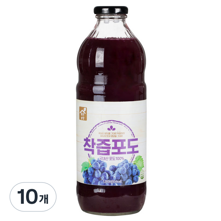 맑은농장 착즙 포도, 1L, 10개