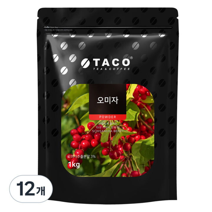 타코 오미자 파우더, 1kg, 12개, 1개입
