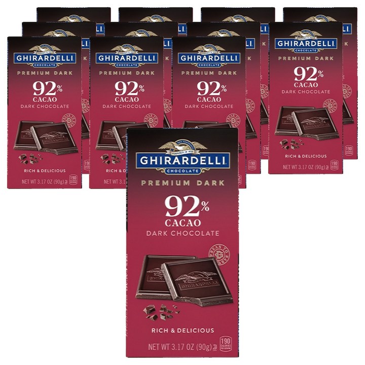 기라델리 인텐스다크 카카오 92%, 90g, 12개