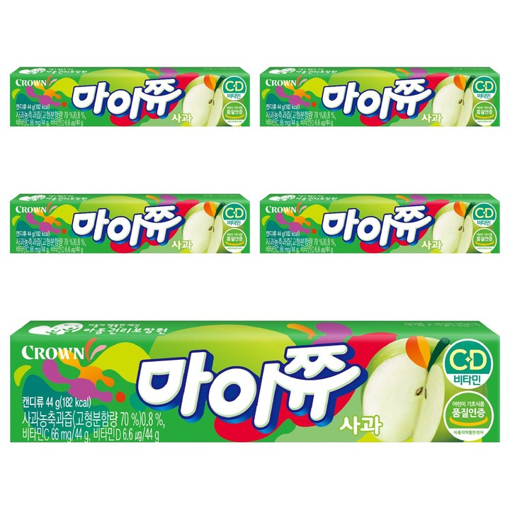 크라운 마이쮸 사과, 5개, 44g