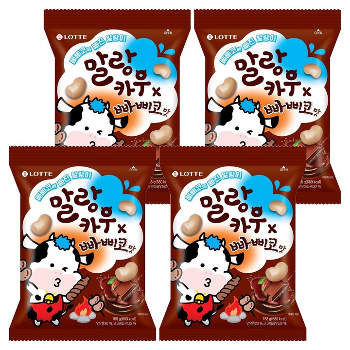 롯데웰푸드 말랑카우 빠삐코맛, 158g, 4개