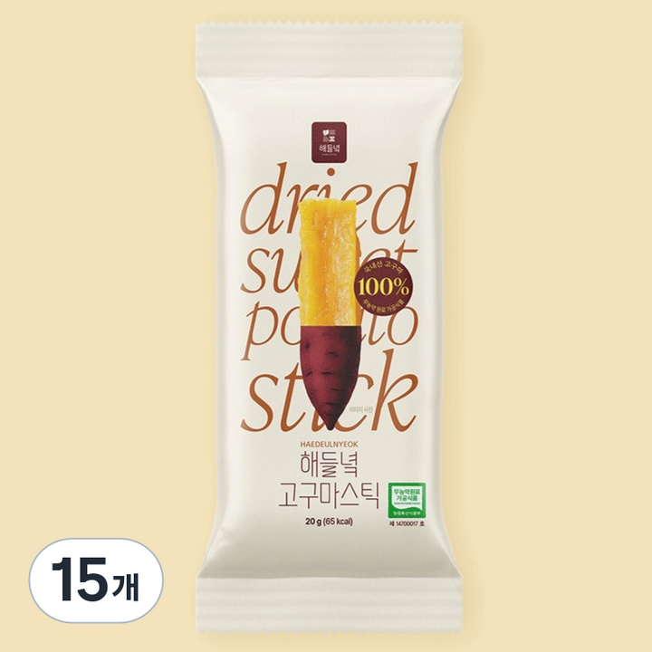 해들녘 무농약 고구마 스틱, 15개, 20g