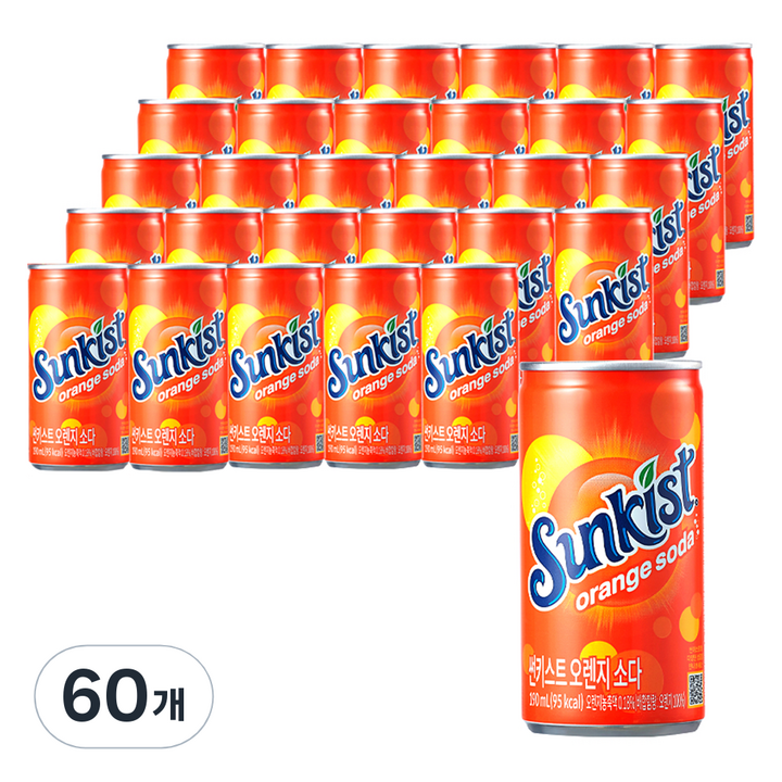 썬키스트 오렌지 소다 탄산음료, 190ml, 60개