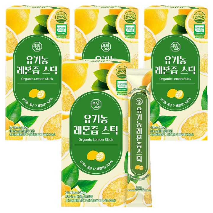 푸딩스 유기농 레몬즙 스틱, 20g, 56개