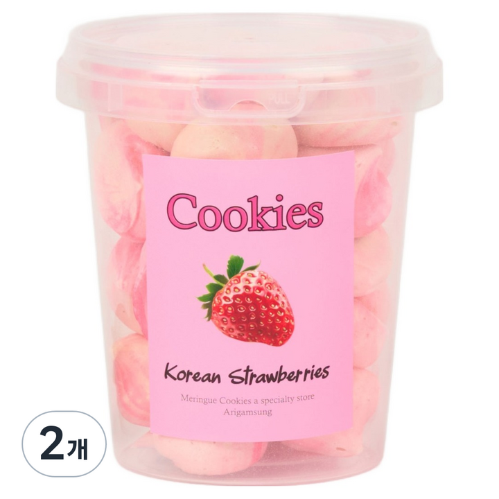 아리감성 딸기 머랭쿠키 원통형, 38g, 2개