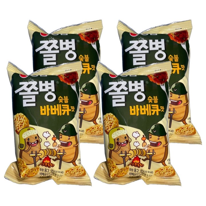 쫄병스낵 숯불바베큐맛, 82g, 4개