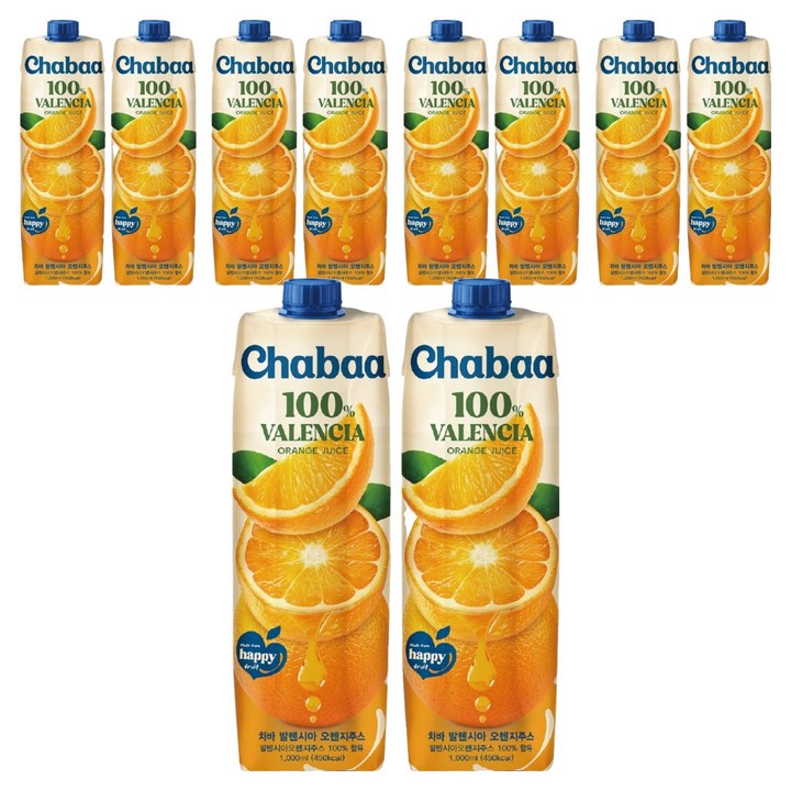 차바 발렌시아 오렌지주스, 1L, 10개