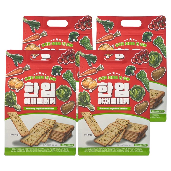 한입 야채크래커, 4개, 440g