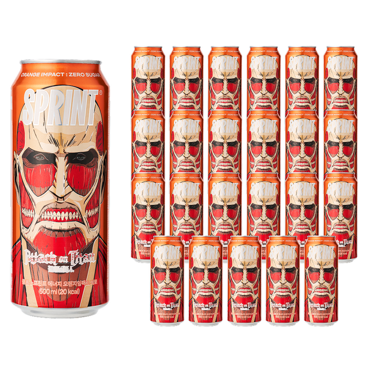 클룹 스프린트 진격의거인 에너지드링크 오렌지임팩트 제로, 24개, 500ml