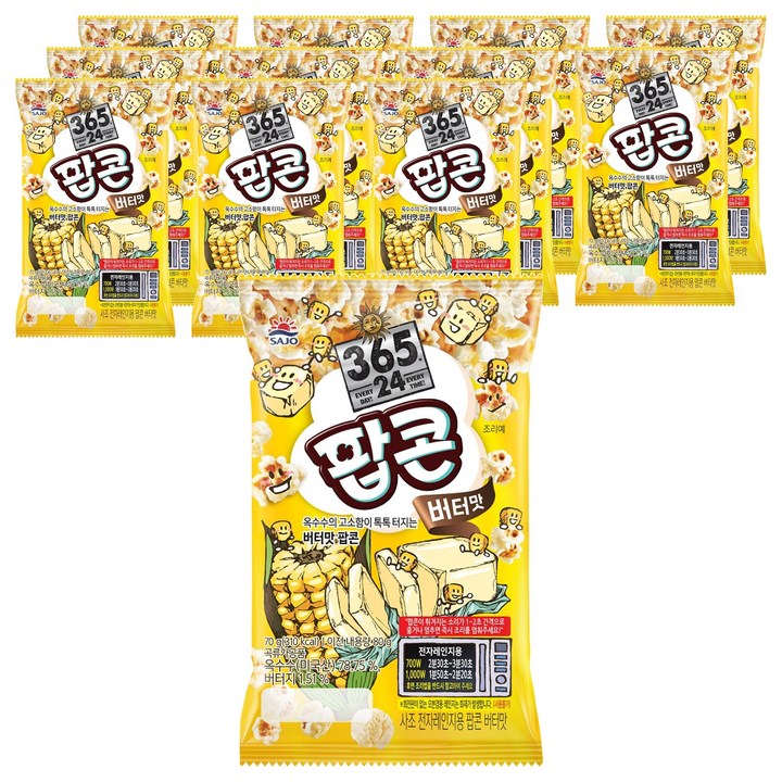 삼육오점이사 사조 전자레인지용 팝콘 버터맛, 70g, 12개