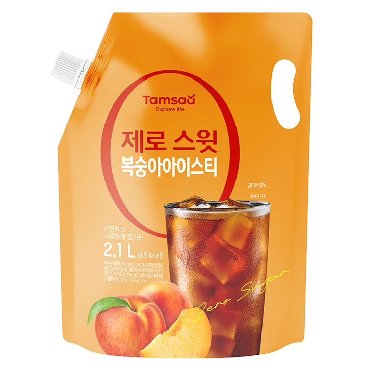 탐사 제로 스윗 복숭아 아이스티, 1개, 2.1L