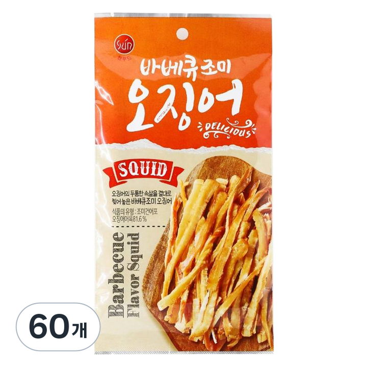 썬푸드 바베큐 조미 오징어, 30g, 60개