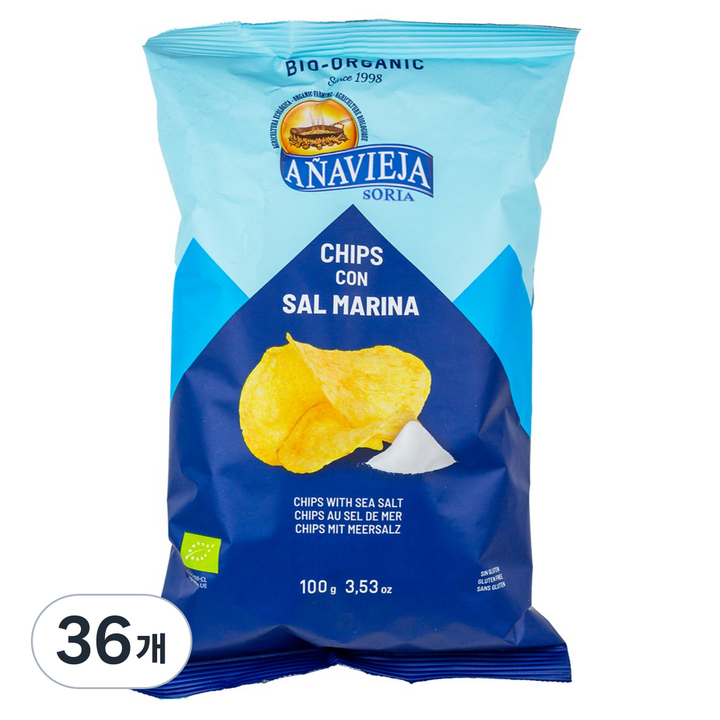 아냐비에하 오가닉 씨쏠트 포테이토칩, 100g, 36개