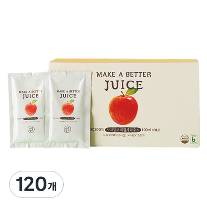 사과깡패 Make a better 리얼 사과주스, 100ml, 120개
