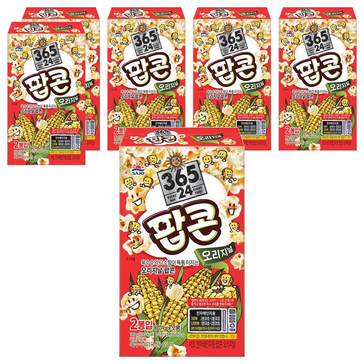 삼육오점이사 전자레인지용 팝콘 오리지날, 140g, 6개