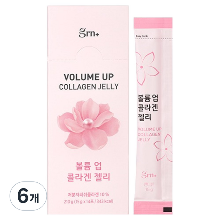 GRN 볼륨 업 저분자 콜라겐 젤리 스틱 14개입, 210g, 6개