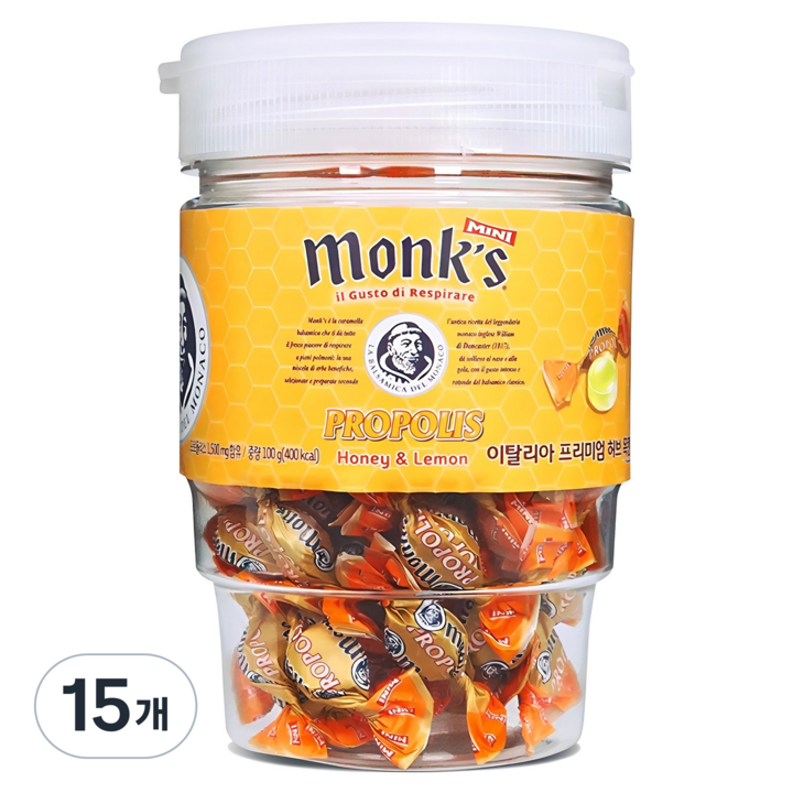 Monks 프로폴리스 캔디, 100g, 15개