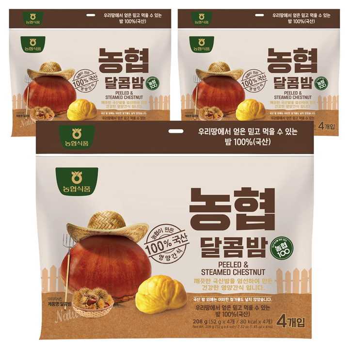 농협식품 아름찬 달콤밤 4p, 208g, 3개