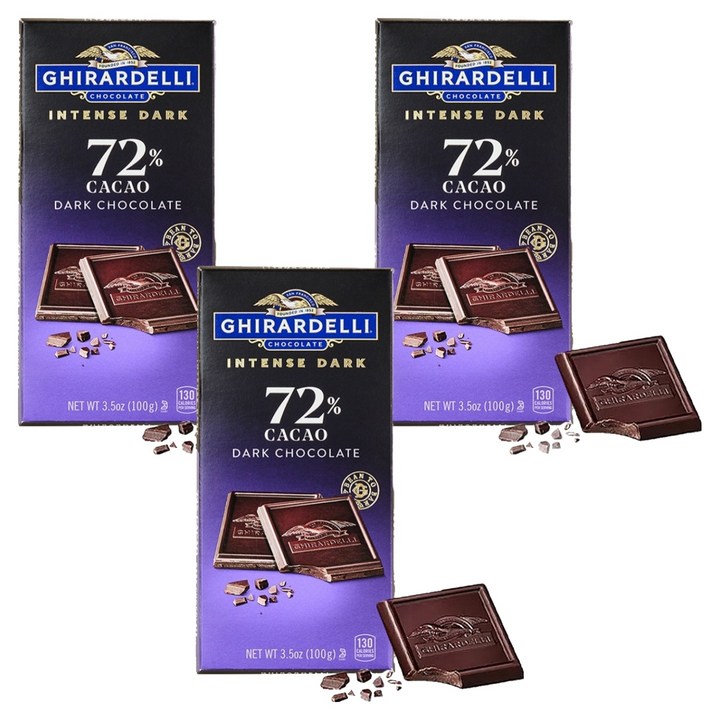 기라델리 인텐스다크 카카오 72%, 100g, 3개