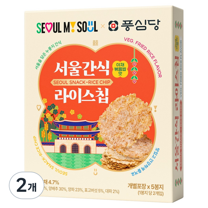 풍심당 서울시 서울간식 라이스칩 야채 볶음밥맛, 2개, 50g