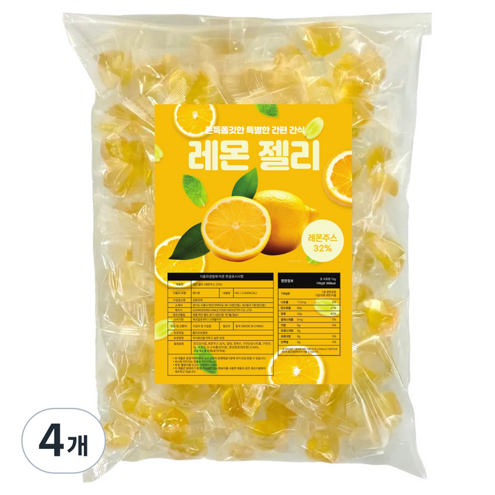 레몬주스 32% 레몬 젤리, 4개, 1kg