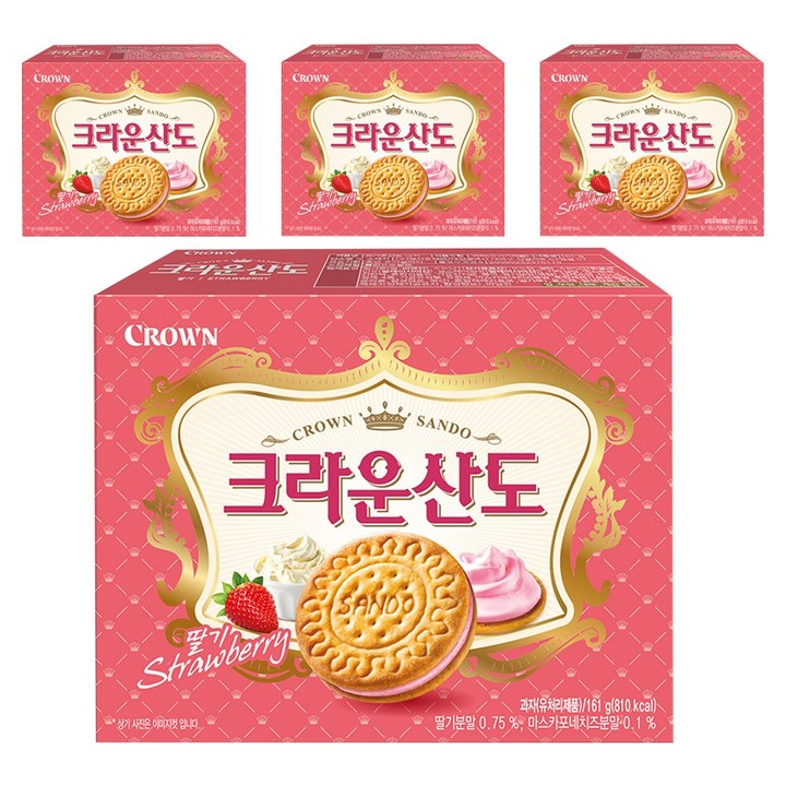 크라운산도 딸기, 4개, 161g