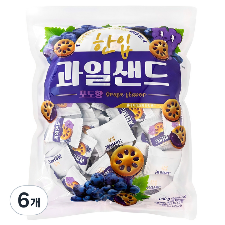 한입 과일 샌드 포도향, 800g, 6개