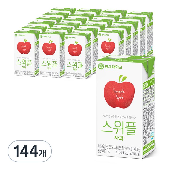 연세우유 스위플 사과음료, 200ml, 144개
