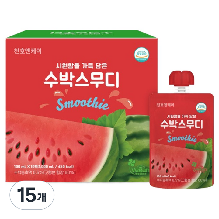 천호엔케어 시원함을 담은 수박스무디, 1L, 15개