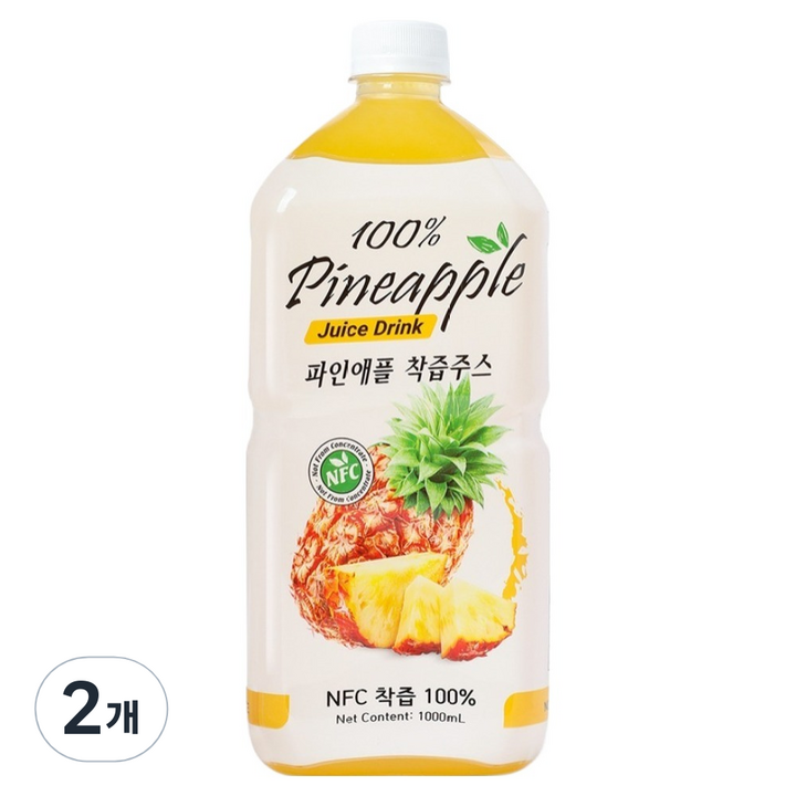 파모빗 파인애플 착즙 주스 100%, 2개, 1L