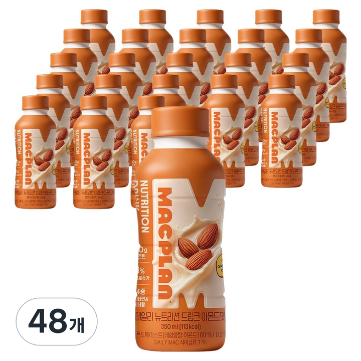 맥플랜 데일리 뉴트리션 단백질 드링크 아몬드맛, 48개, 350ml