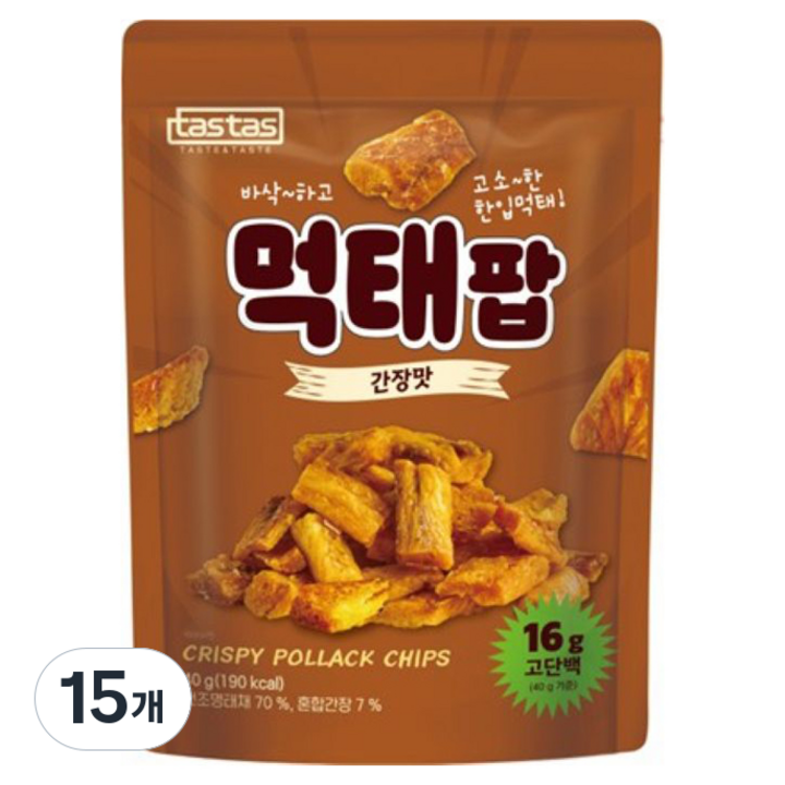 타스타스 먹태팝 간장맛, 40g, 15개