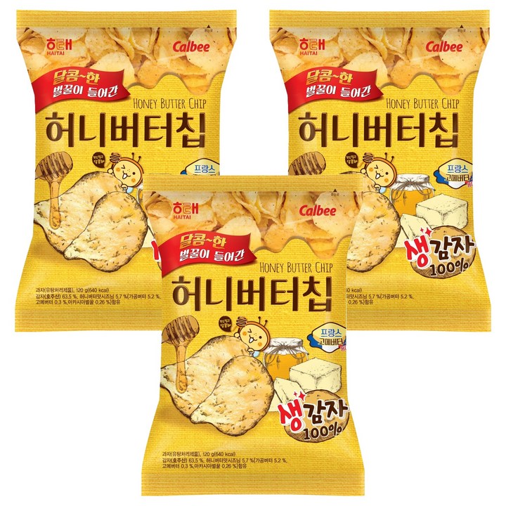 해태제과 허니버터칩, 120g, 3개
