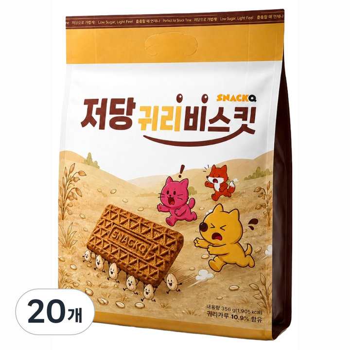 스낵큐 저당 귀리 비스킷, 356g, 20개