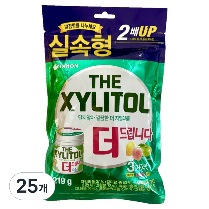 오리온 달지않아 깔끔한 더 자일리톨 껌, 25개, 219g