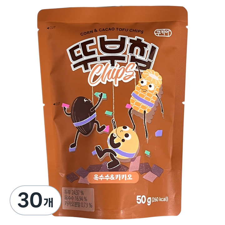 뚜부칩 옥수수 카카오, 50g, 30개