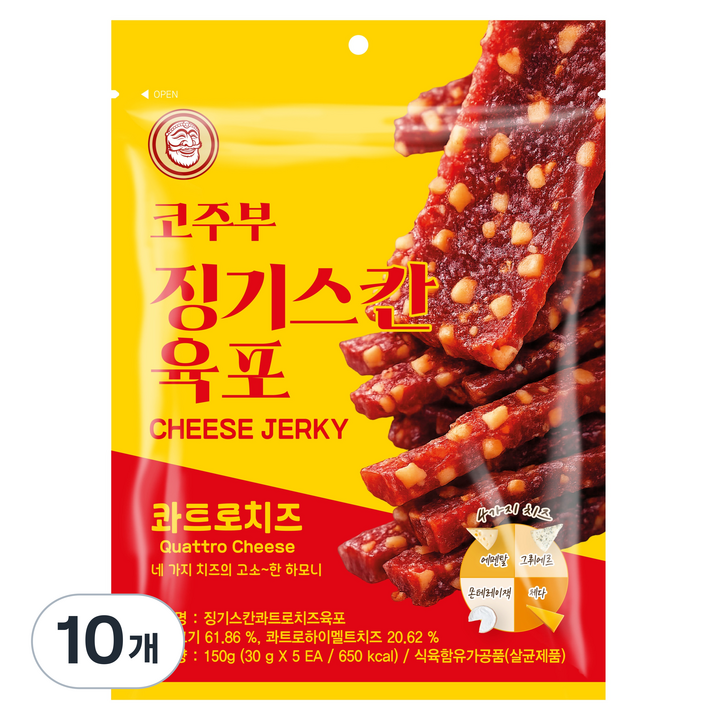 코주부 징기스칸 콰트로치즈 육포, 10개, 150g
