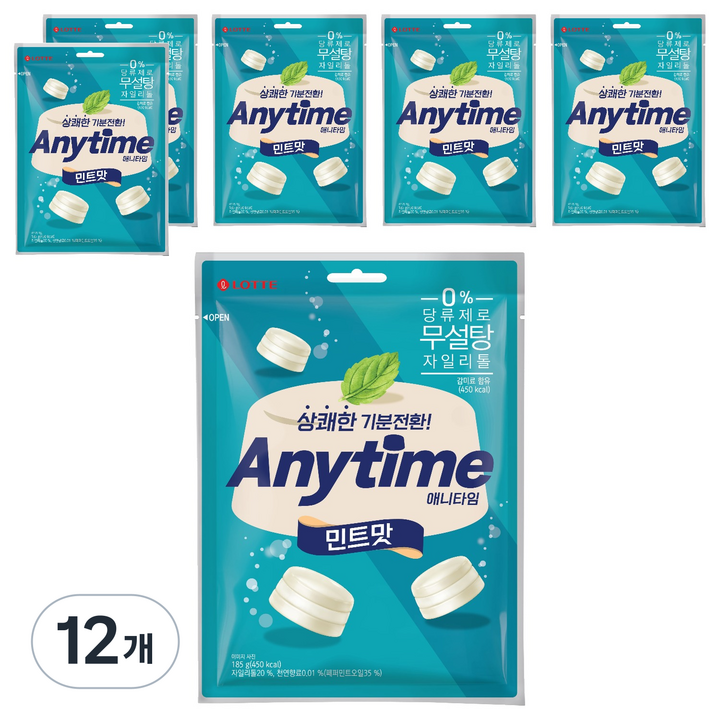 롯데웰푸드 애니타임 민트맛, 185g, 12개