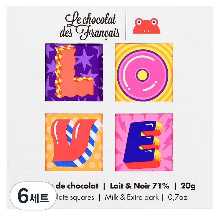 르쇼콜라데프랑세 러브 4구 초콜렛 미니 세트 20g, 6세트