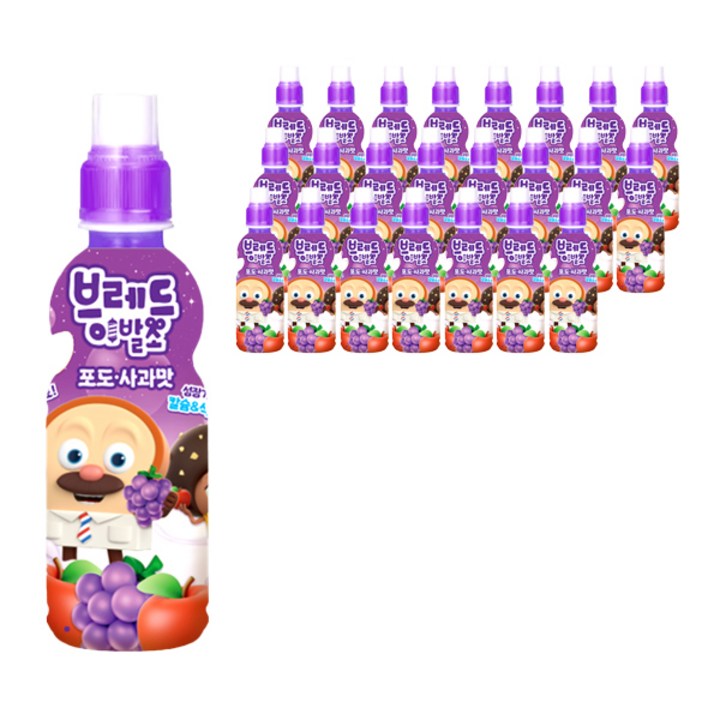 롯데칠성음료 브레드이발소 포도 사과, 235ml, 24개